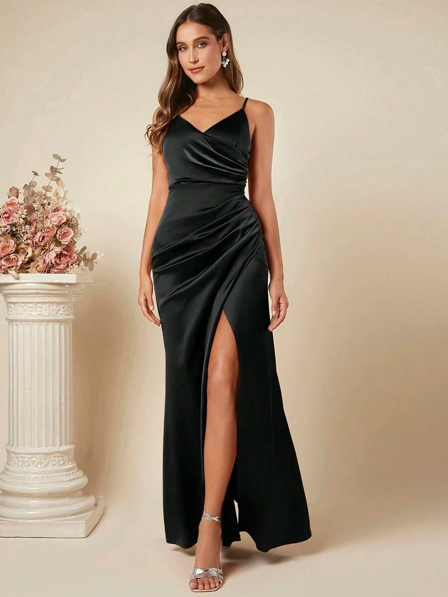 Robe nuisette en satin printemps-été pour femme