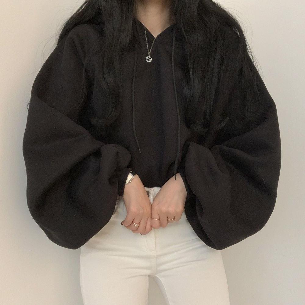 Pull à capuche décontracté à manches lanternes pour femme