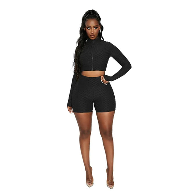 Ensemble de survêtement femme, vêtement de sport pour le yoga et le fitness, contrôle du ventre, rehaussement des fessiers, vêtements de sport à manches longues Main Image