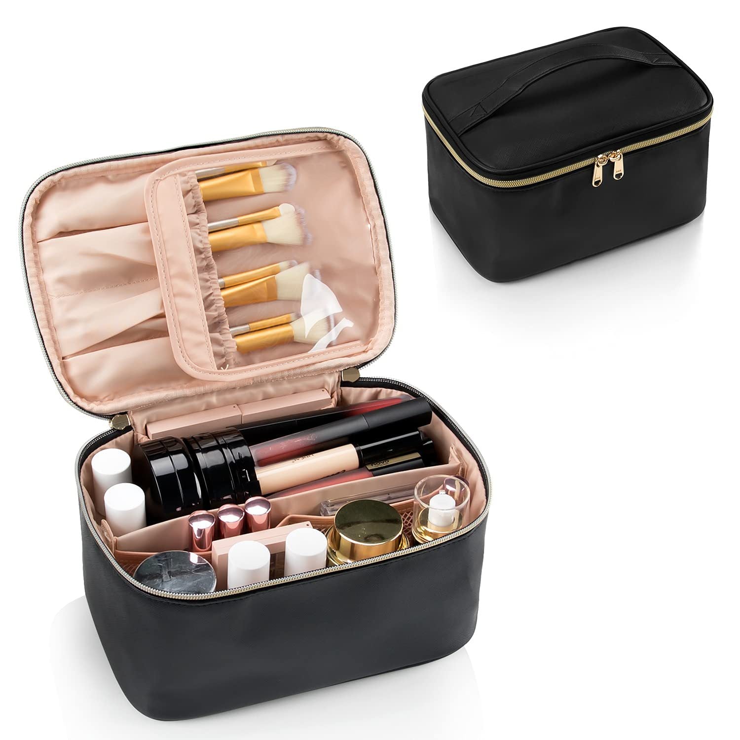 Trousse de Maquillage Portable, Grande Trousse de Toilette, Rangement de Haute Qualité