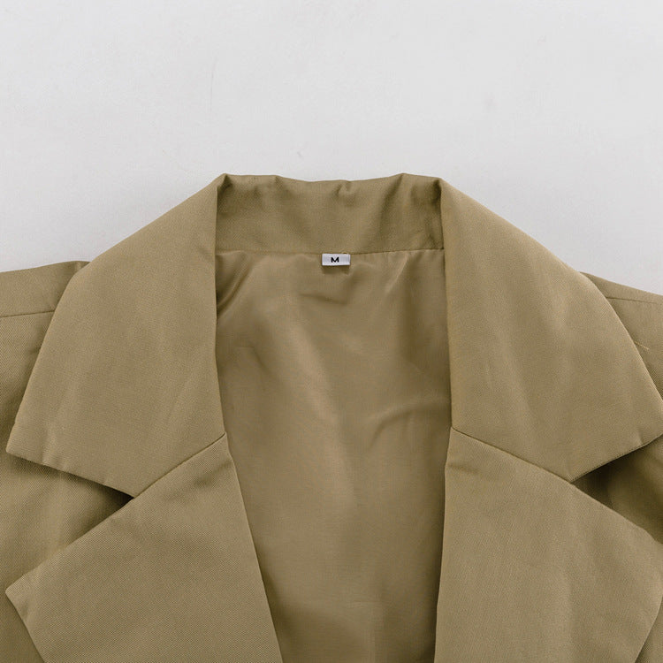 Ensemble Coordonné Blazer sans Manches Oversize & Short Kaki