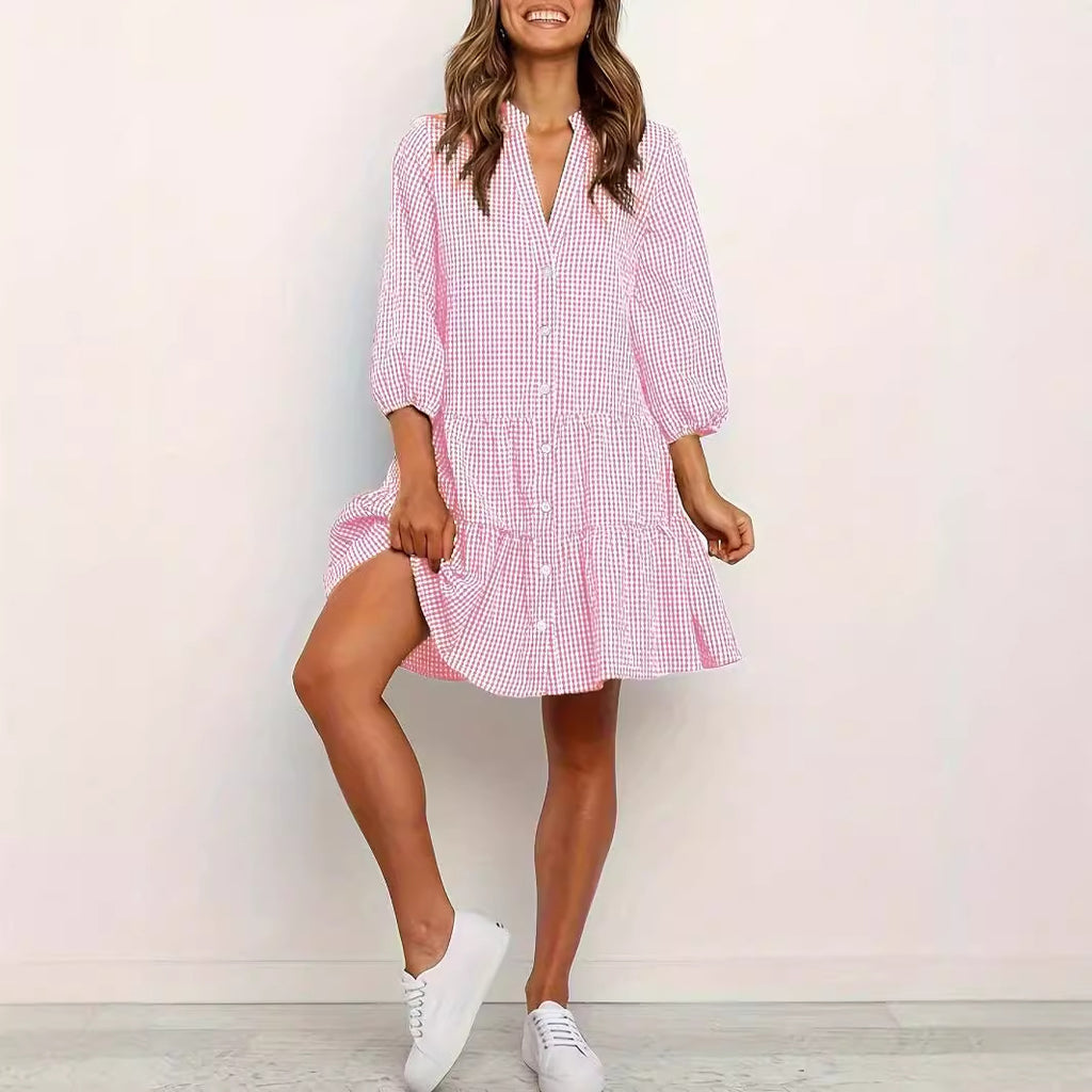 Robe ample simple à carreaux pour femme