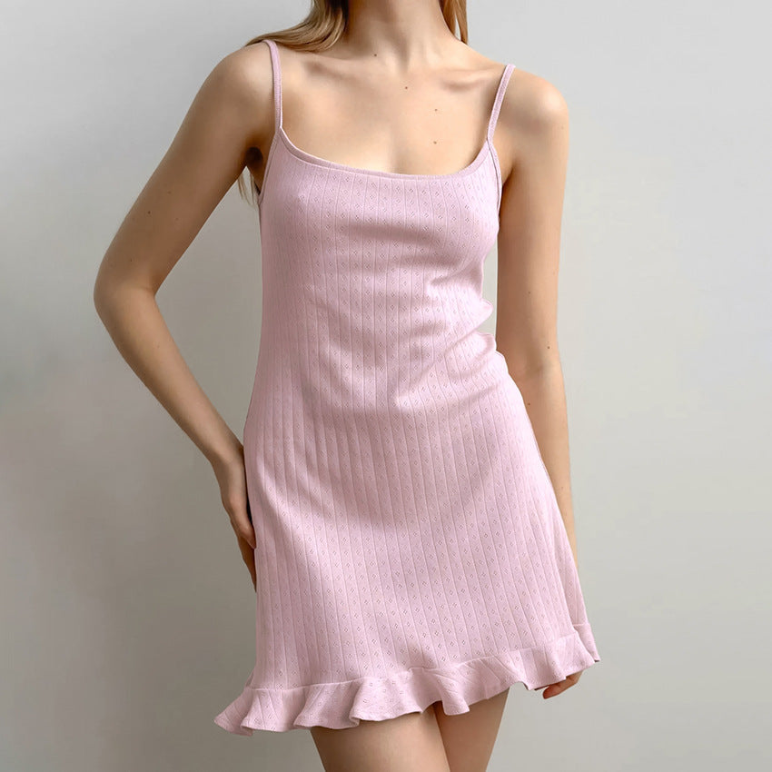 Chemise de nuit camisole en pur coton respirante et confortable pour femmes