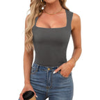 Débardeur côtelé à encolure carrée Vêtements Femme