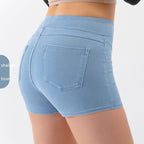 Short en jean taille haute de yoga pour femme