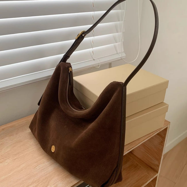 Sac fourre-tout en suède pour femme, grande capacité, sac à bandoulière ou à l'épaule Hover Image