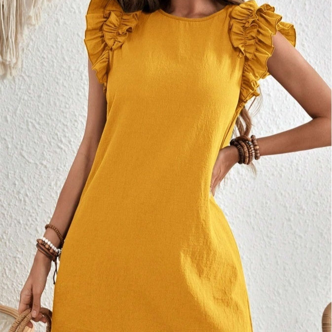 Robe d'été décontractée en dentelle à col en V pour femme