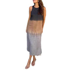 Robe en Tencel sans manches à col rond et à couleur assortie pour l'été