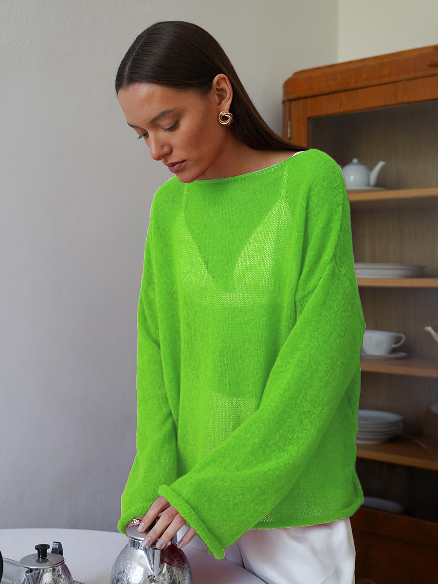 Pull creux fin à manches cloche pour femme