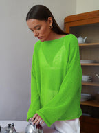 Pull creux fin à manches cloche pour femme