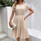 Summer Solid Color Pleated Dress