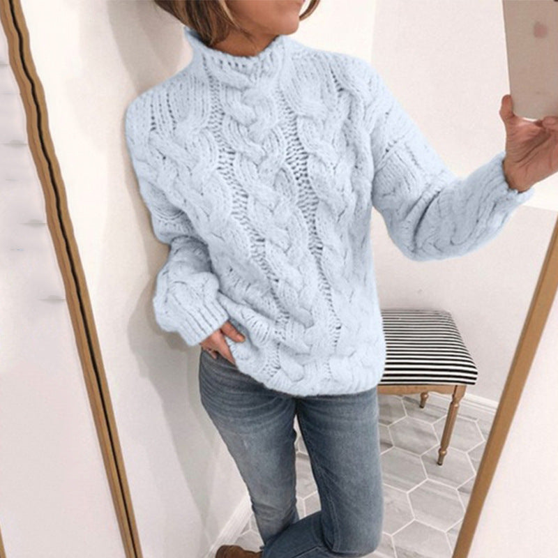 Pull torsadé femme col montant mode explosive