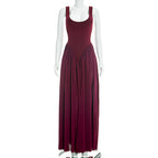 Robe en mousseline patchwork sans manches pour femmes