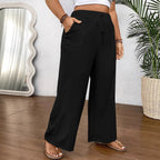 Pantalon ample à jambe large et taille coulissée pour femme