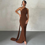 Robe fourreau dos nu à licou pour femme