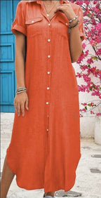Robe chemise longue en jean pour femme