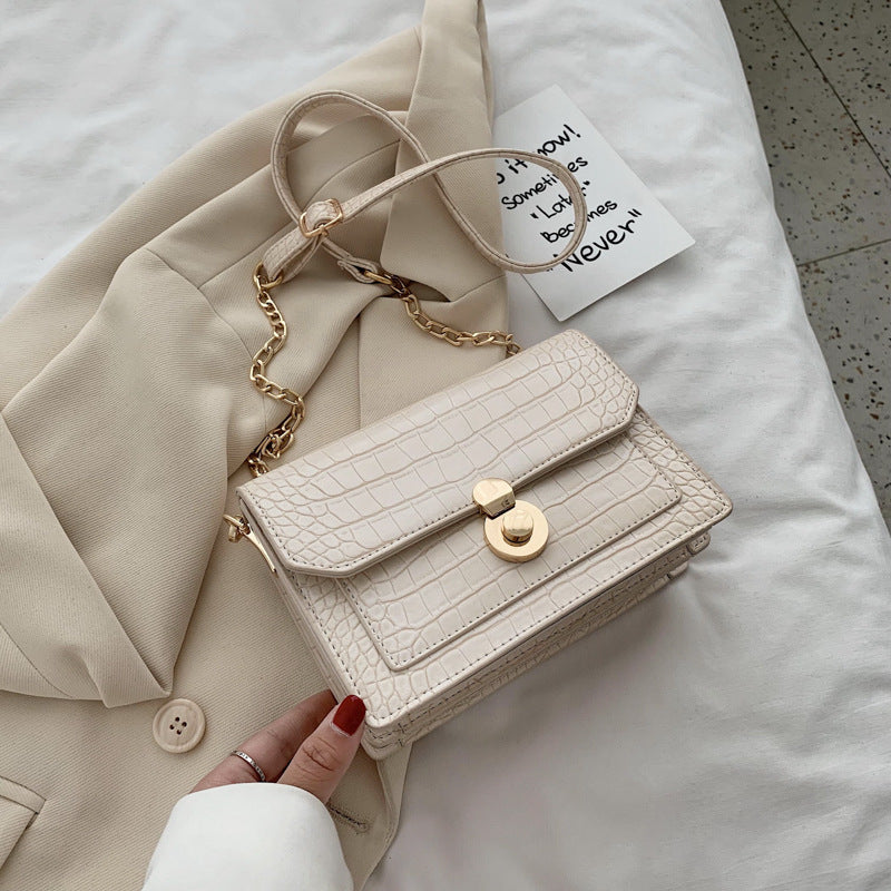 Sac à bandoulière en cuir PU motif pierre pour femmes