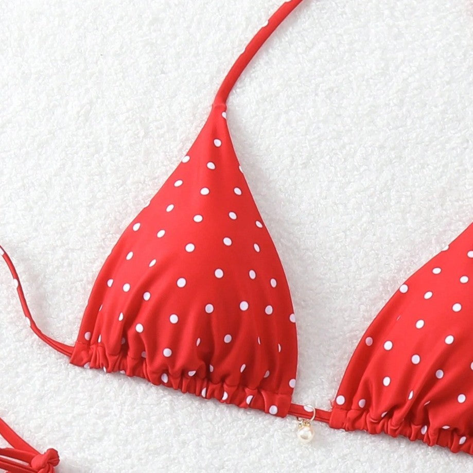 Womens Sexy Printed Drawstring Bikini Swimsuit