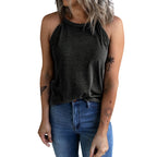 Nouvelle veste d'été sans manches unie à col rond pour femme