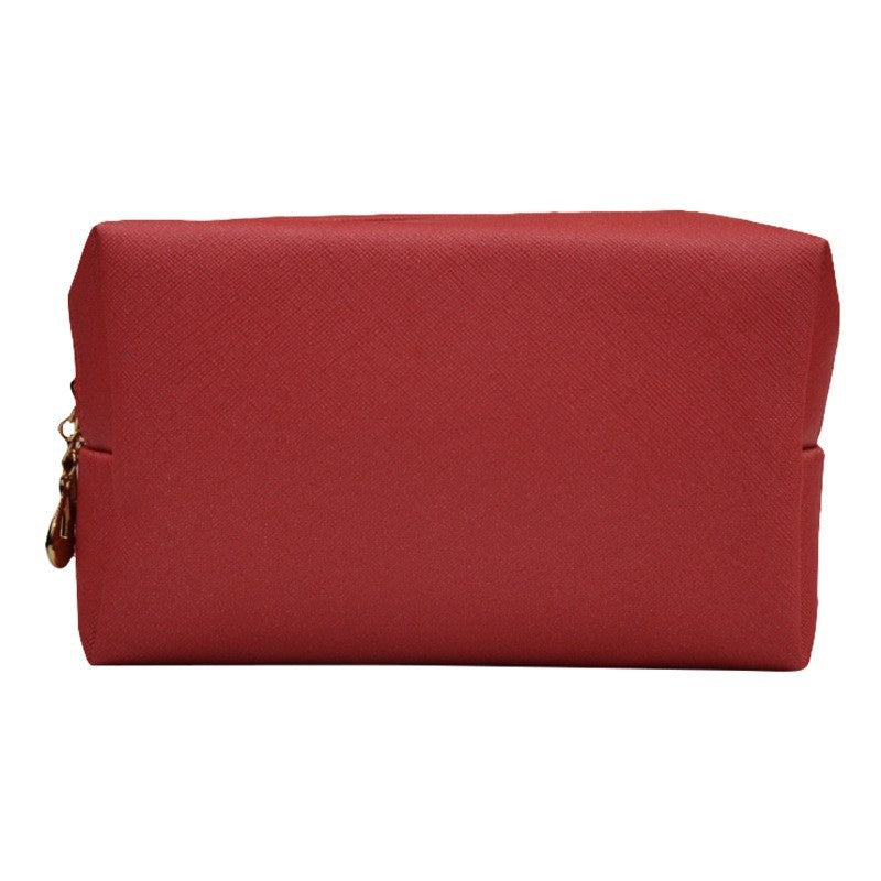 Trousse de Maquillage Octogonale Carrée en Cuir PU, Design Simple