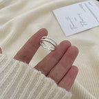 Bagues empilables en argent sterling 925 irrégulières de style INS pour femmes, simples, inaltérables et polyvalentes