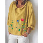 Chemise ample en lin à revers et manches longues pour femme