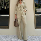 Ensemble de Costume Trois Pièces Chic et Tendance : Blazer, Gilet et Pantalon Large Unicolores