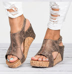 Sandales compensées femme peep toe spartiates à plateforme talons hauts