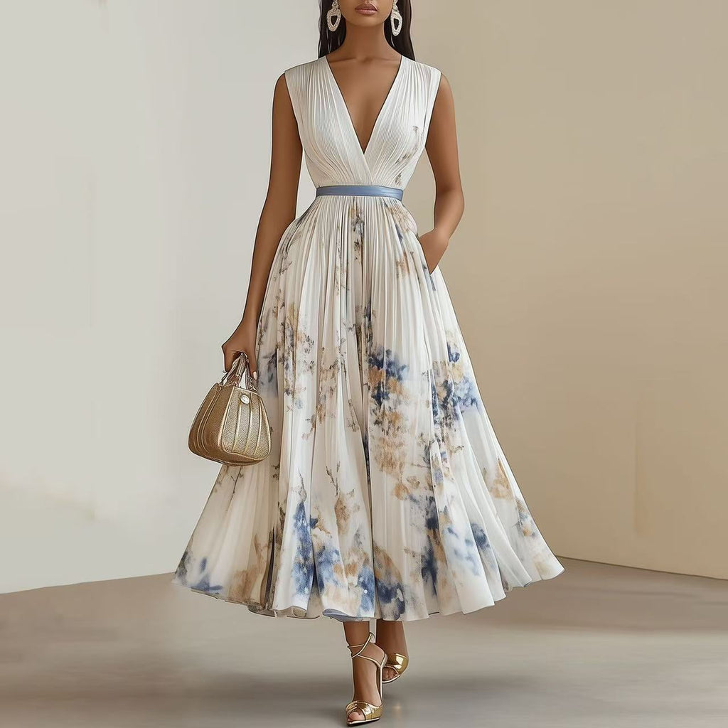 Robe sans manches imprimée tendance pour femme