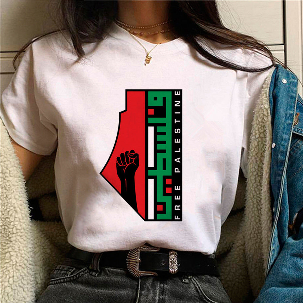 Palestine T-shirts Femme Bande dessinée Japonaise T-shirt Femme Drôle
