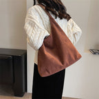 Sac cabas polyvalent en suédine mate de style rétro pour femme