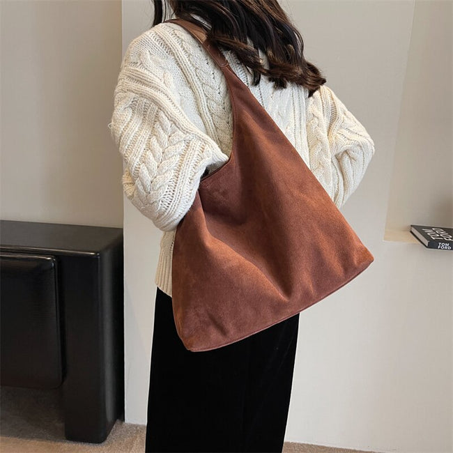 Sac cabas polyvalent en suédine mate de style rétro pour femme Main Image