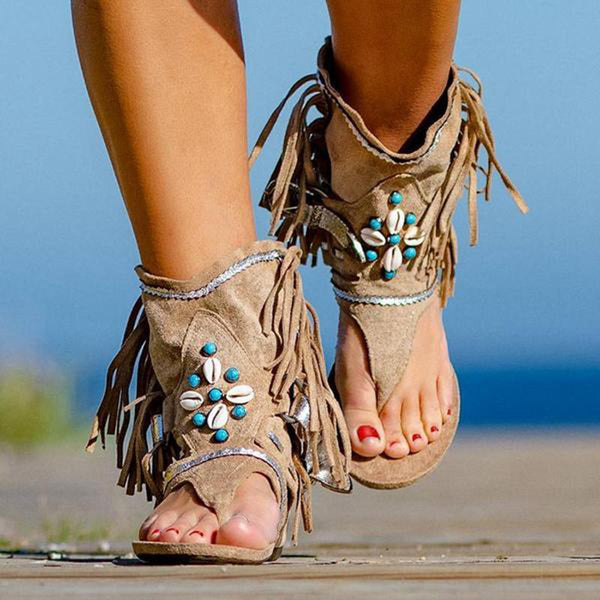 Sandales romaines perlées pour femme
