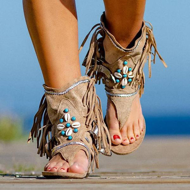 Sandales romaines perlées pour femme Hover Image