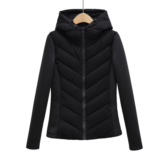 Manteau en coton à capuche ajusté et amincissant pour l'automne et l'hiver Main Image