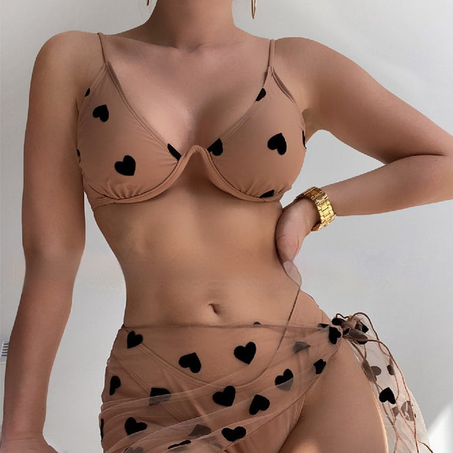 Women's Fashion Love Mesh Push-up Bikini Hover Image