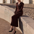 Robe moulante en maille contrastée, style français, pour femme