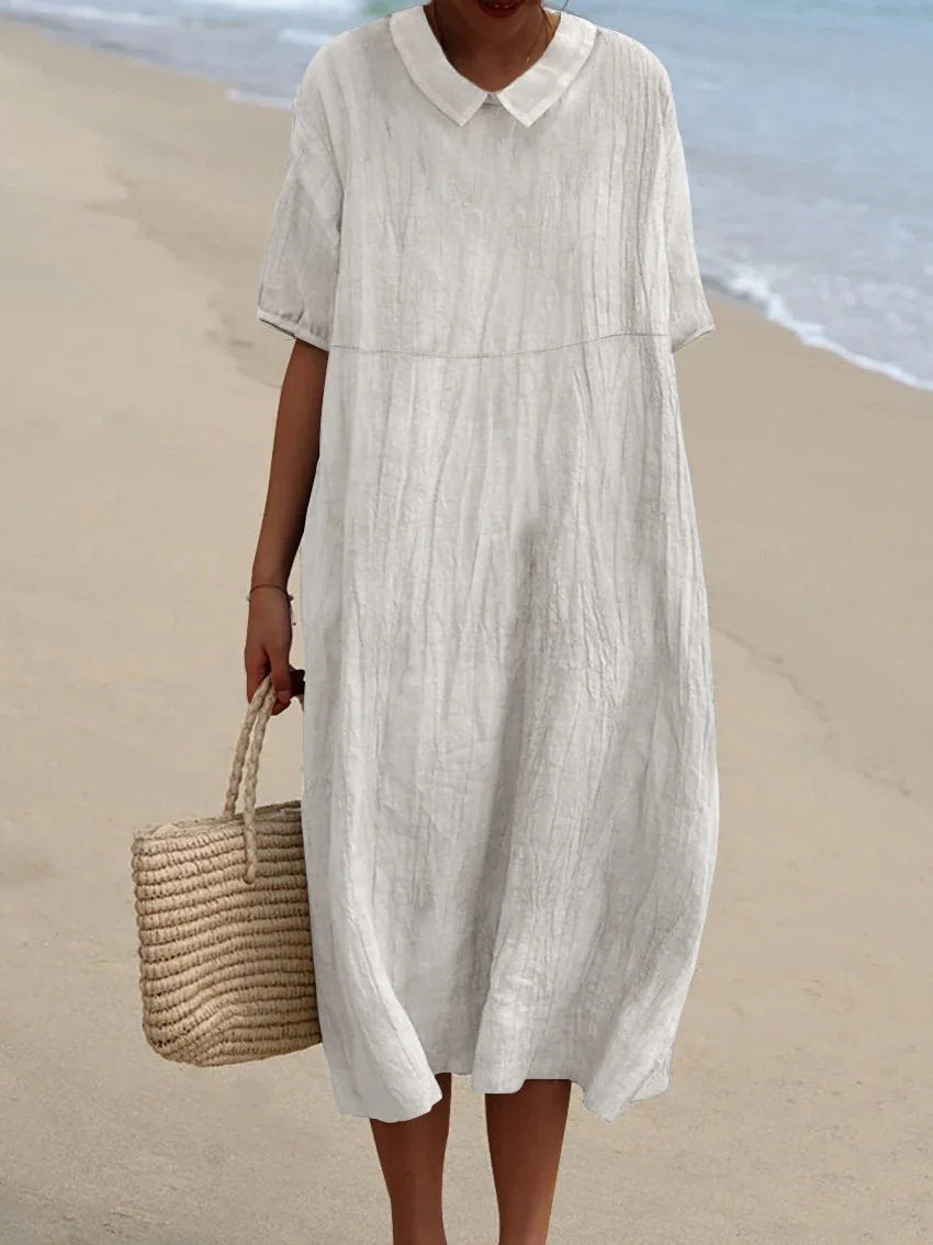 Robe Blouse Grande Taille Femme avec Poches et Manches Courtes