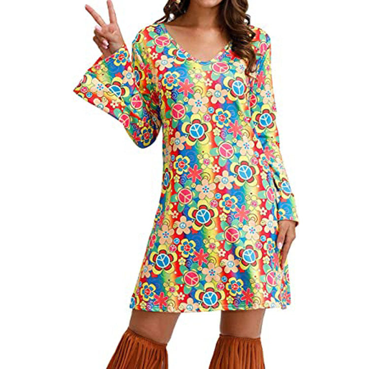Robe imprimée hippie pour femme