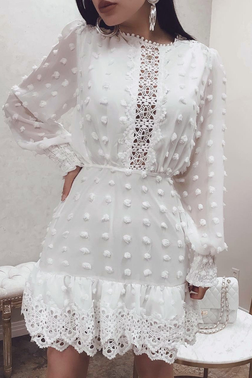 Robe en mousseline ajourée pour femme, robe de soirée, robe élégante