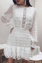 Robe en mousseline ajourée pour femme, robe de soirée, robe élégante