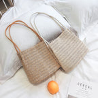 Sac de paille tressé à la mode pour femmes, sac à bandoulière fourre-tout fait à la main, sac à main tricoté pour dames, sac de plage féminin, sacs bolsos mujer