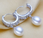 Boucles d'oreilles en vraies perles d'eau douce pour femmes, boucles d'oreilles en perles en argent sterling 925, bijoux fines boucles d'oreilles en perles blanches