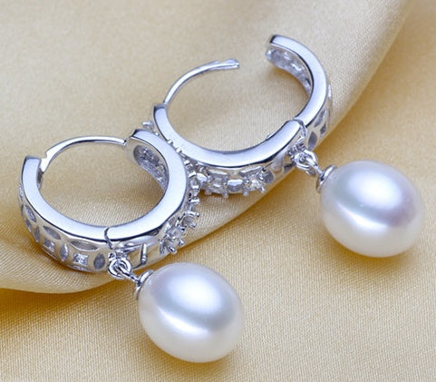Boucles d'oreilles en vraies perles d'eau douce pour femmes, boucles d'oreilles en perles en argent sterling 925, bijoux fines boucles d'oreilles en perles blanches