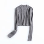 Slim Short Long Sleeved T Shirt Women  Highwaist Flared Trousers