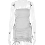 Ensemble deux pièces tendance jupe à lacets avec cordon de serrage, coupe ajustée, collection printemps