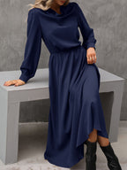 Robe drapée à manches longues pour femme