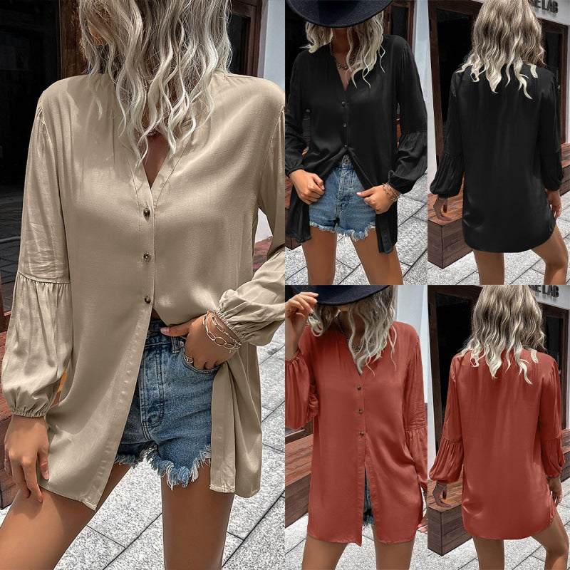 Robe chemise décontractée ample à boutonnage simple pour femme