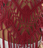 Robe de plage chemisier, bikini à pompons tricoté