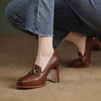 Talons hauts décontractés de style rétro britannique pour femmes